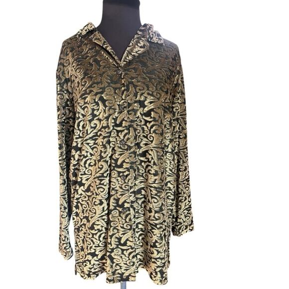 Vtg Diane Von Furstenburg Velvet Burnout Tunic Top L Old Money Boho Garden Fairy - Picture 2 of 6